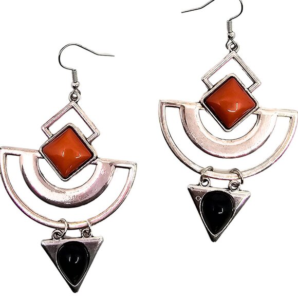 Geometric Artisan Earrings | Bold Statement Jewelry for Edgy Style - Picture 2 of 4